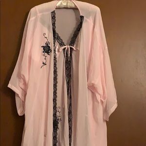 Soft pink open babydoll with matching robe